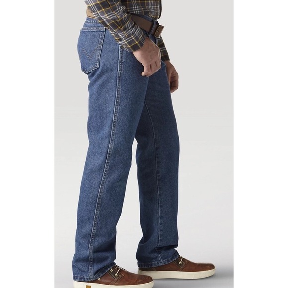 Wrangler Relaxed Fit Mens 40x32 Denim Cotton Blue Jeans Cowboy NWT - Picture 6 of 7